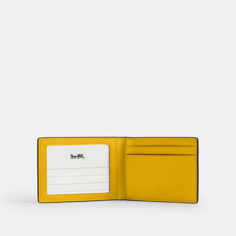 Coach Compact Billfold Wallet In Signature Canvas Canary