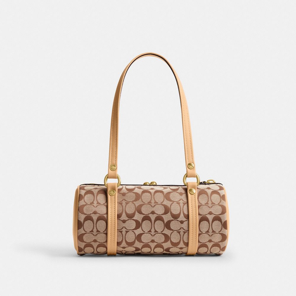 Kisslock Barrel Bag 28 In Signature Jacquard