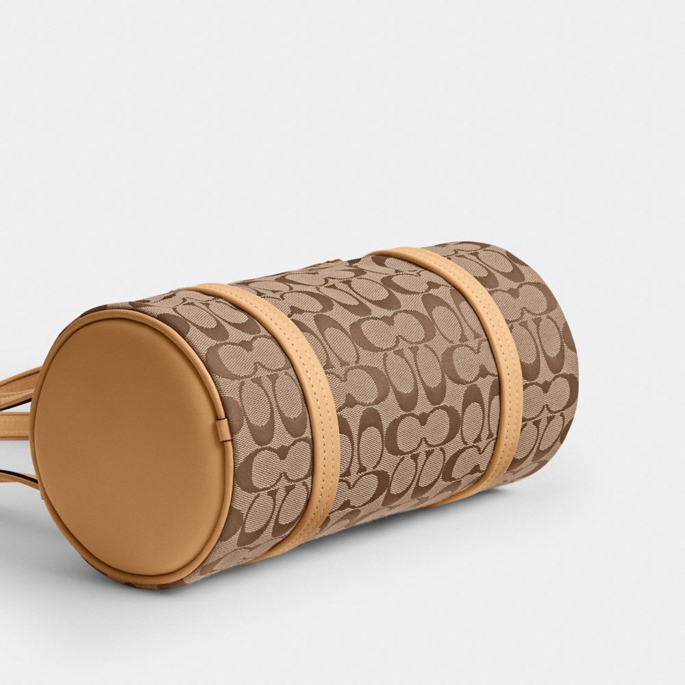 Kisslock Barrel Bag 28 In Signature Jacquard