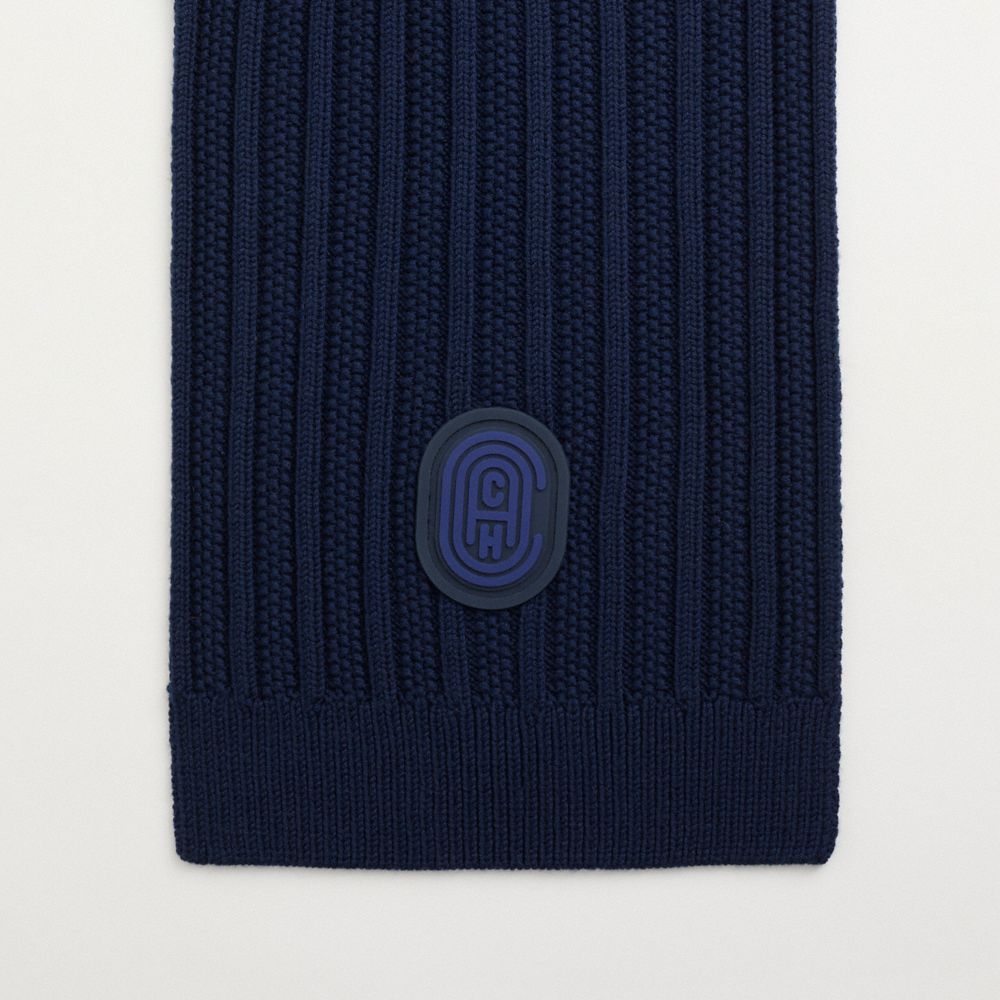 Restored Double Signature Retro Patch Knit Scarf