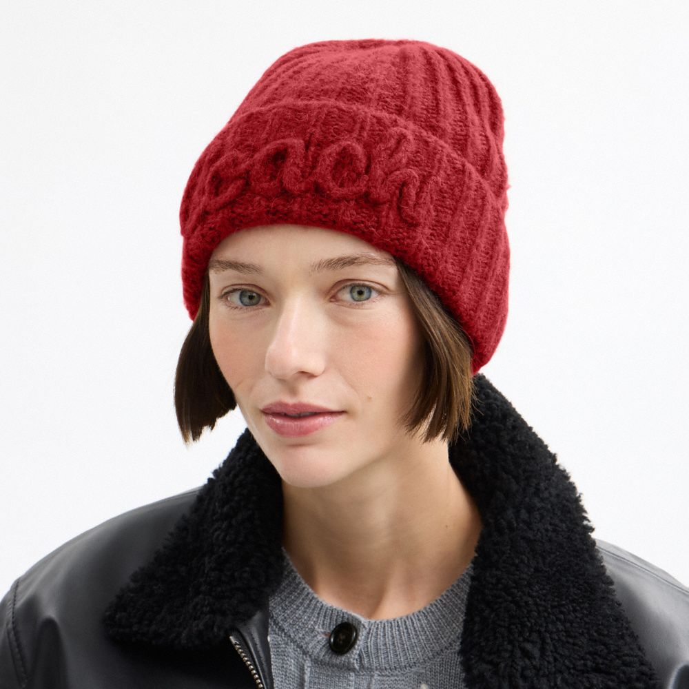 Coach Script Knit Beanie