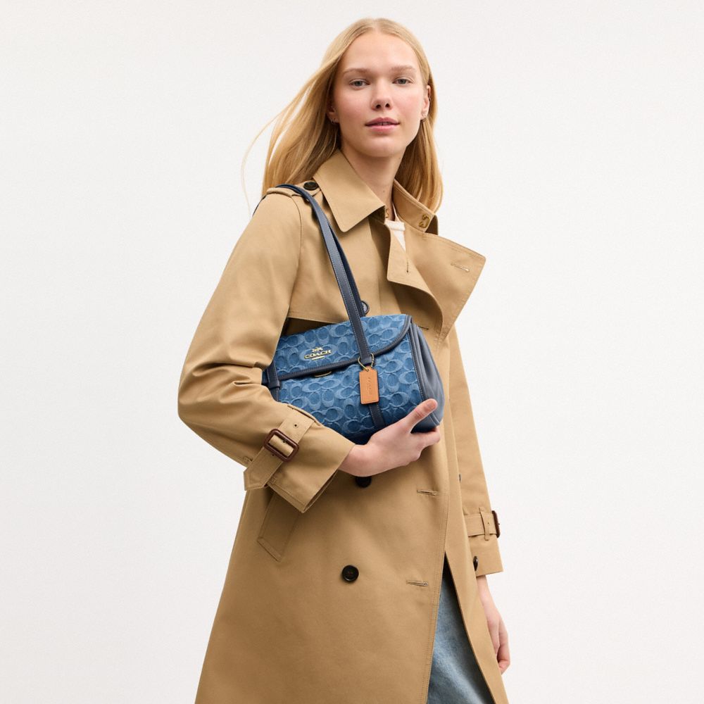 Bridget Flap Shoulder Bag In Signature Denim