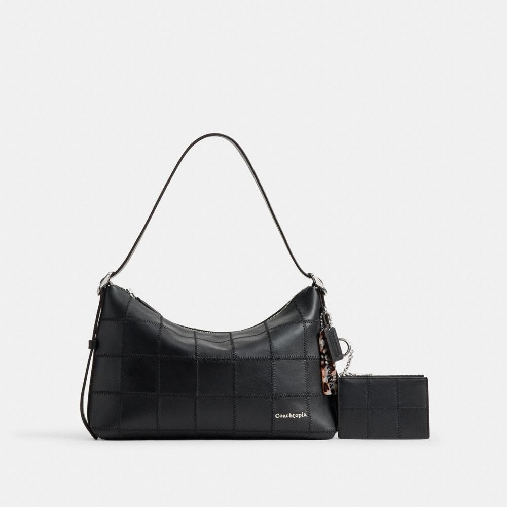 Coach Zip Card Case With Key Ring In Upcrafted Leather Black