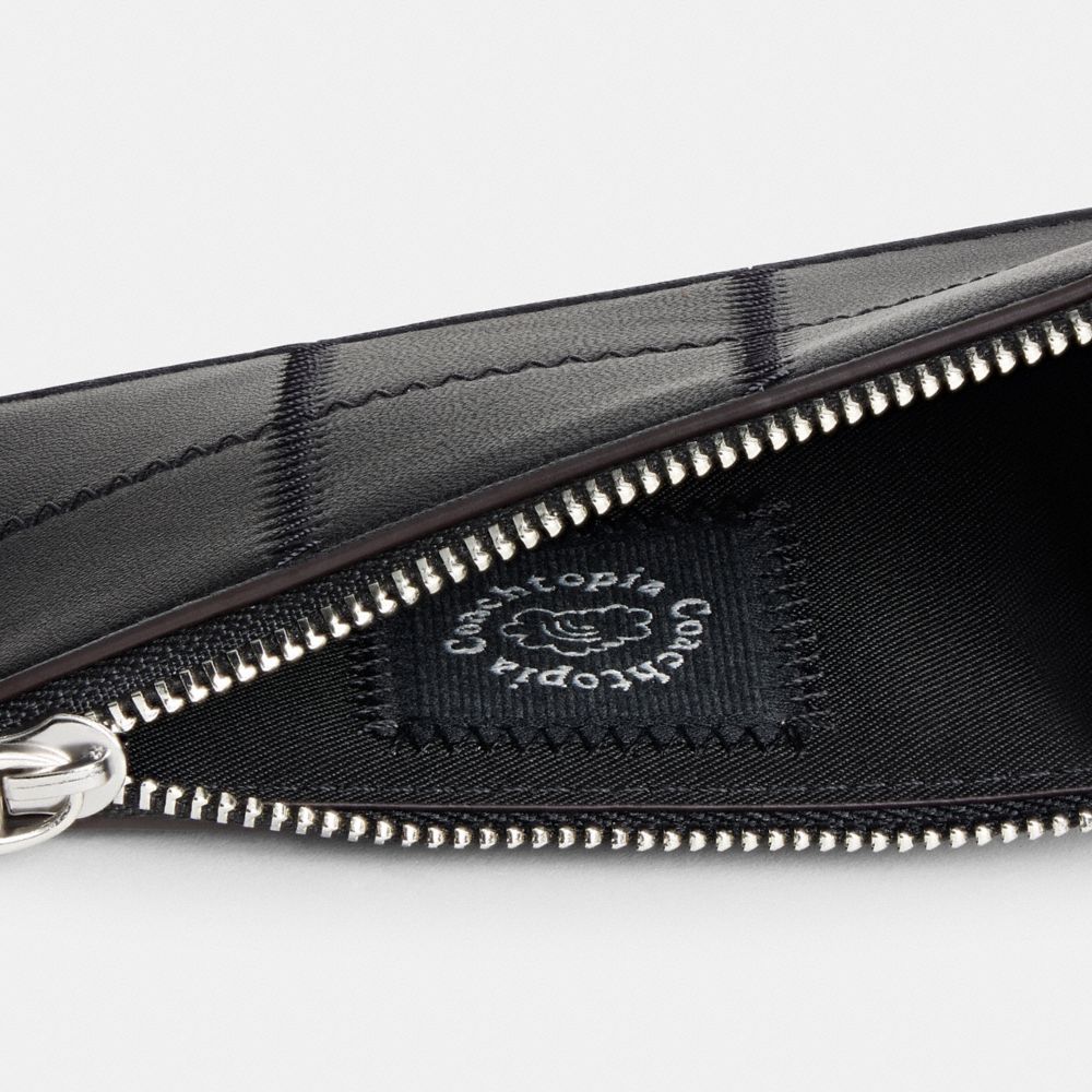 Coach Zip Card Case With Key Ring In Upcrafted Leather Black