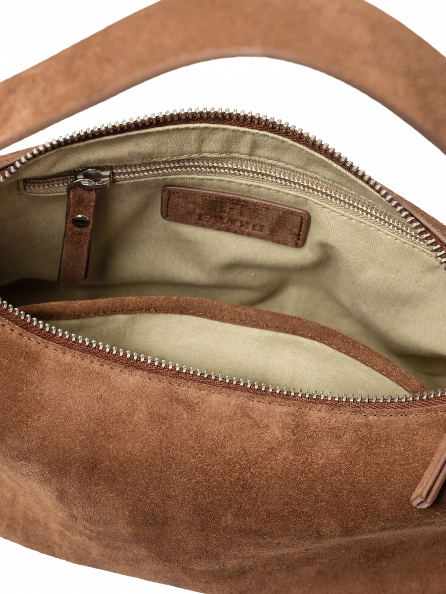 Camille -Ladies suede leather hobo bag, Tan
