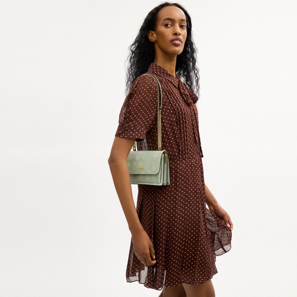 Coach Mini Klare Crossbody Bag With Floral Print Gold Pale Green