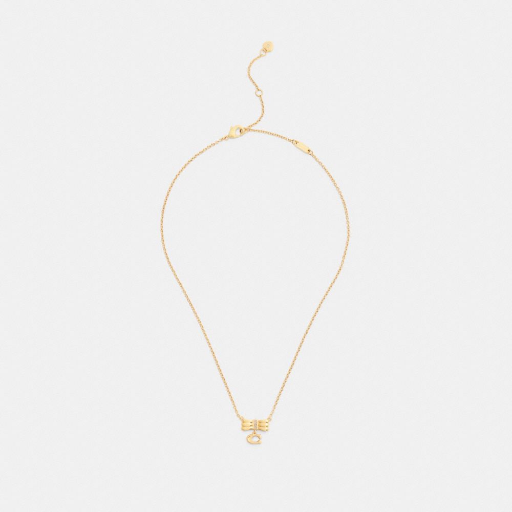 Coach Signature Bow Pendant Necklace Gold