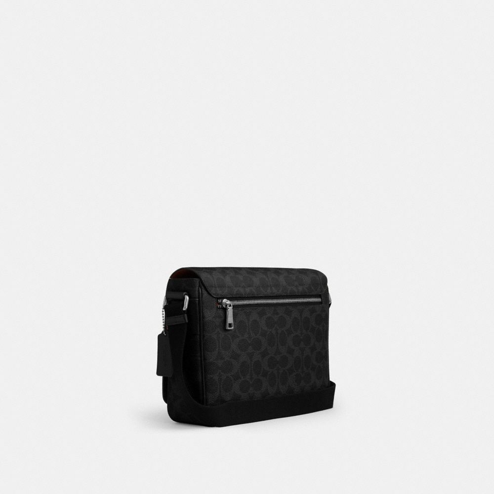 Coach Jack Messenger Bag In Signature Canvas Silver Black Signature