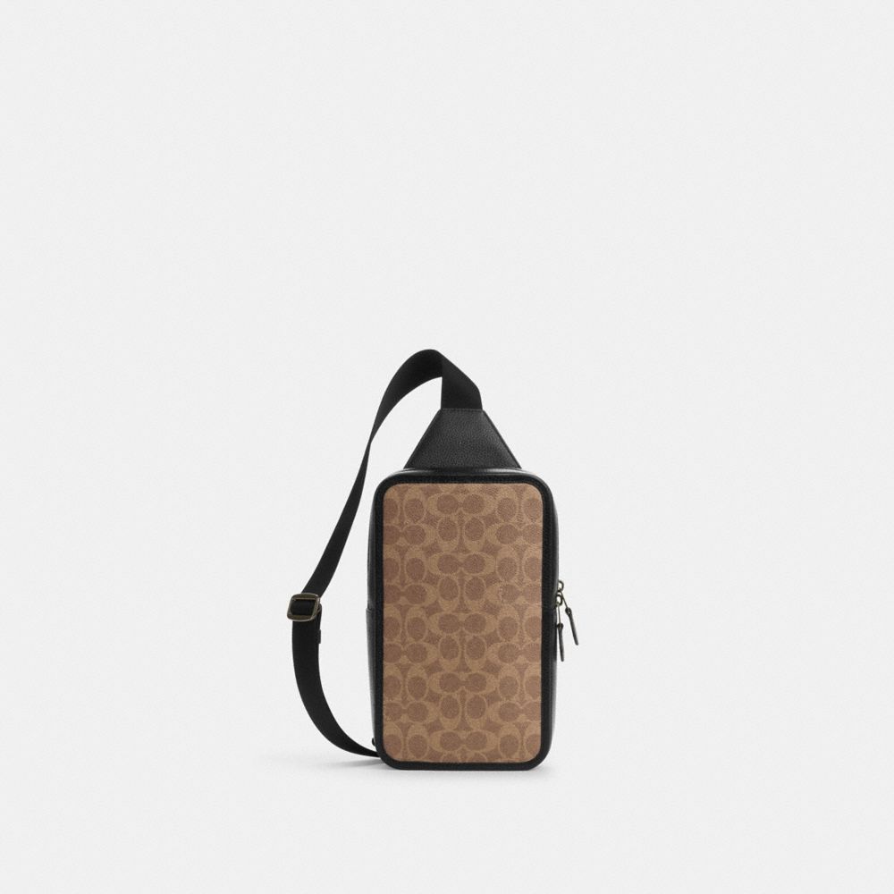 Coach Sullivan Pack In Signature Canvas Gunmetal Tan Black