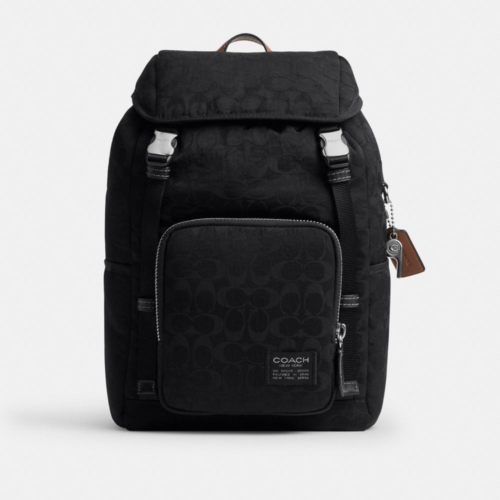 Coach Logan Backpack In Signature Nylon Black