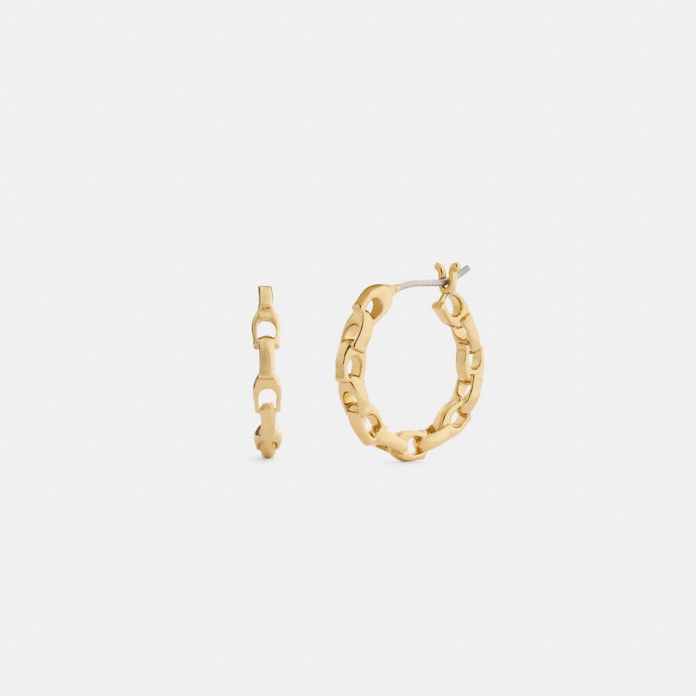 Coach Linked C Small Hoop Earrings Gold