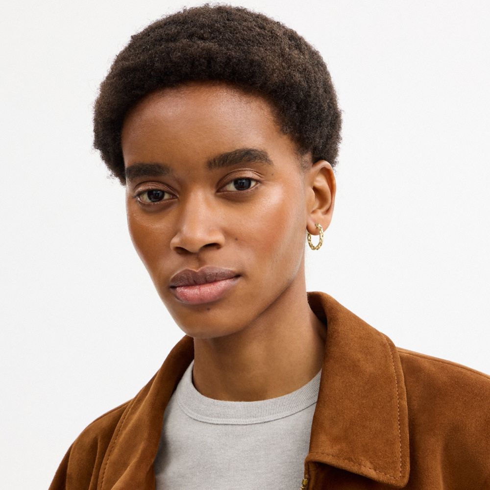 Coach Linked C Small Hoop Earrings Gold