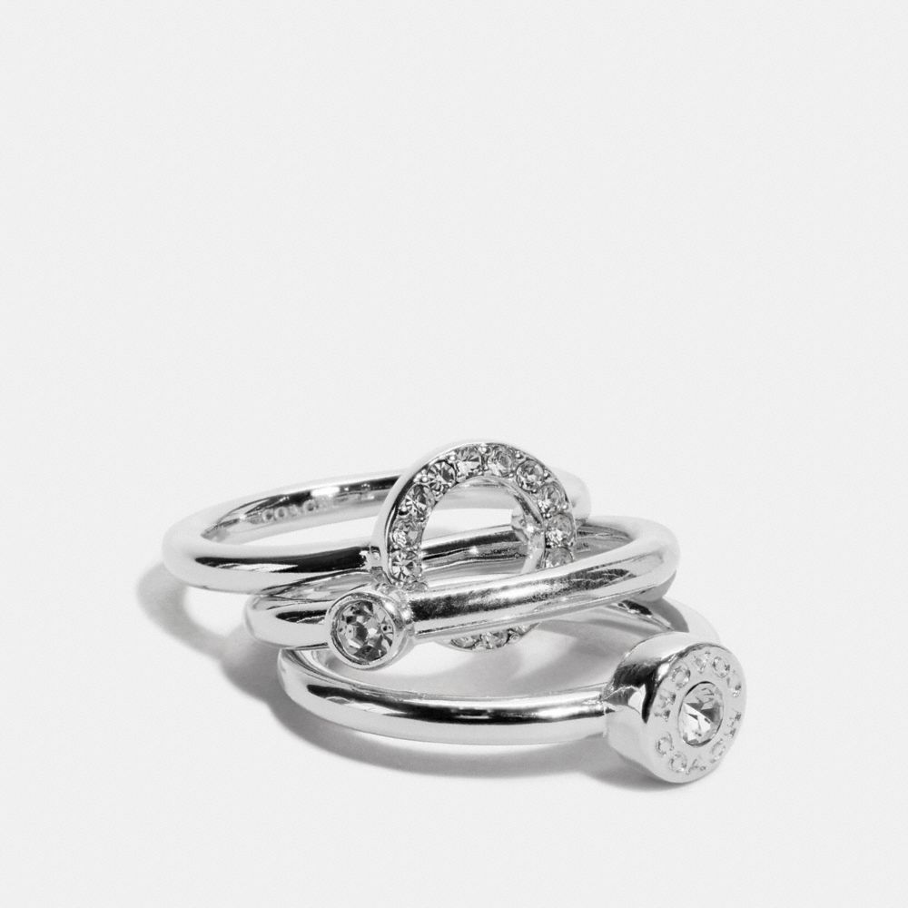 Coach Open Circle Halo Ring Set Silver