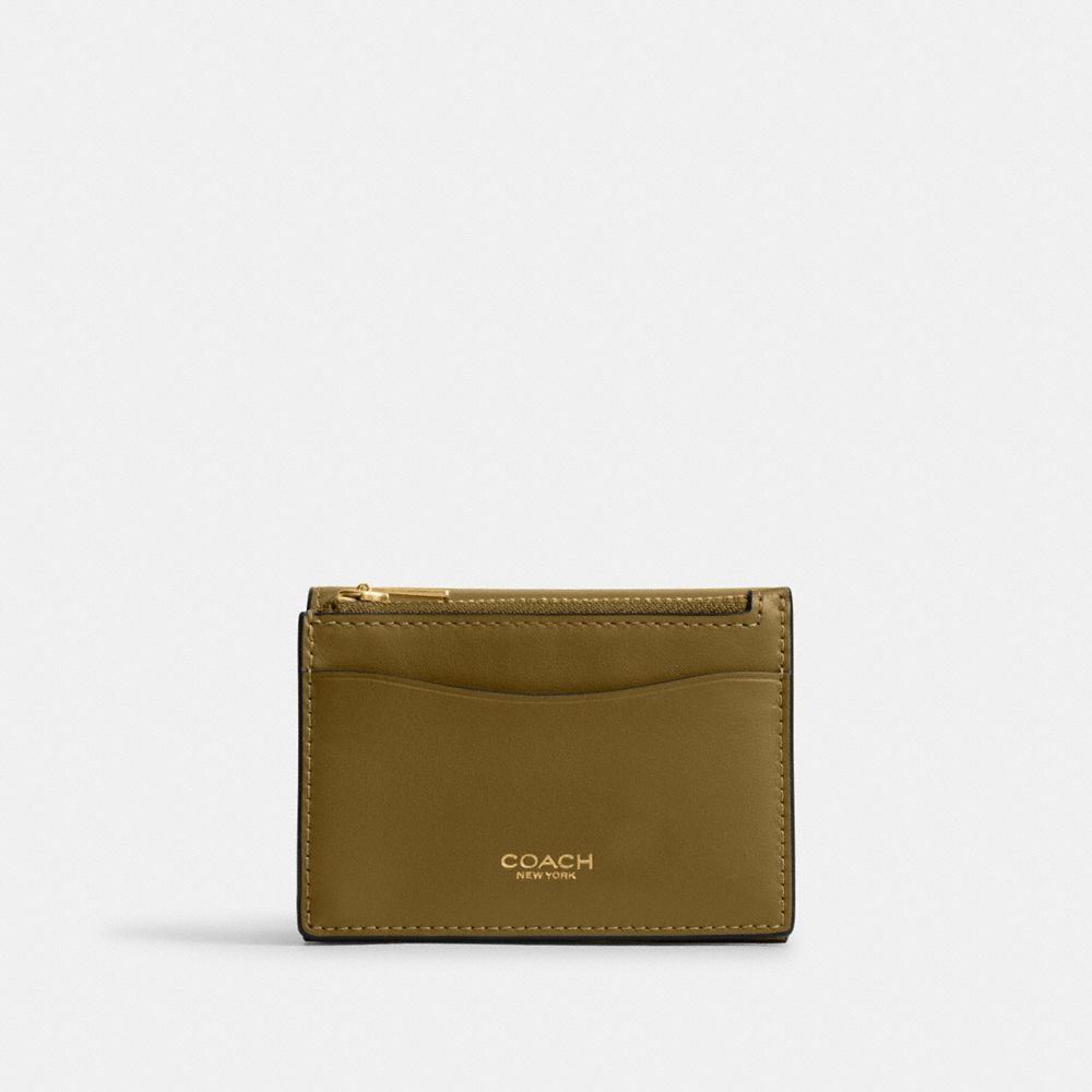 Coach Essential Card Holder Wallet Brass Muted Olive