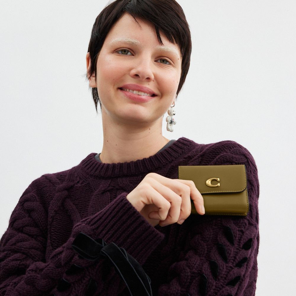 Coach Essential Card Holder Wallet Brass Muted Olive