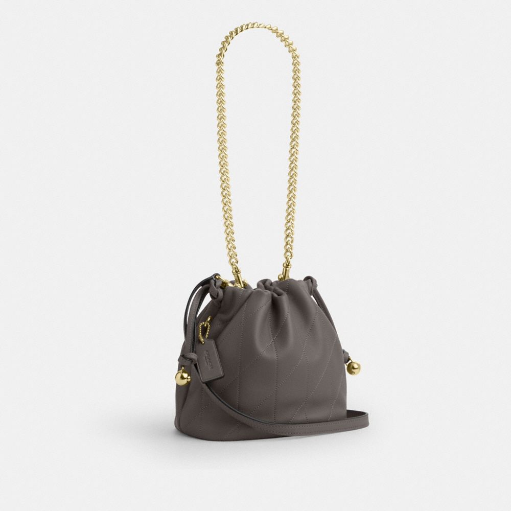 Coach Faye Mini Drawstring Bag With Quilting Gold Slate