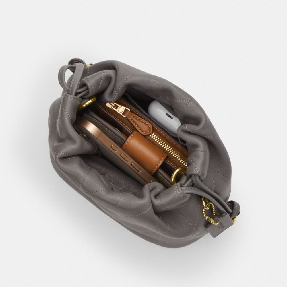 Coach Faye Mini Drawstring Bag With Quilting Gold Slate