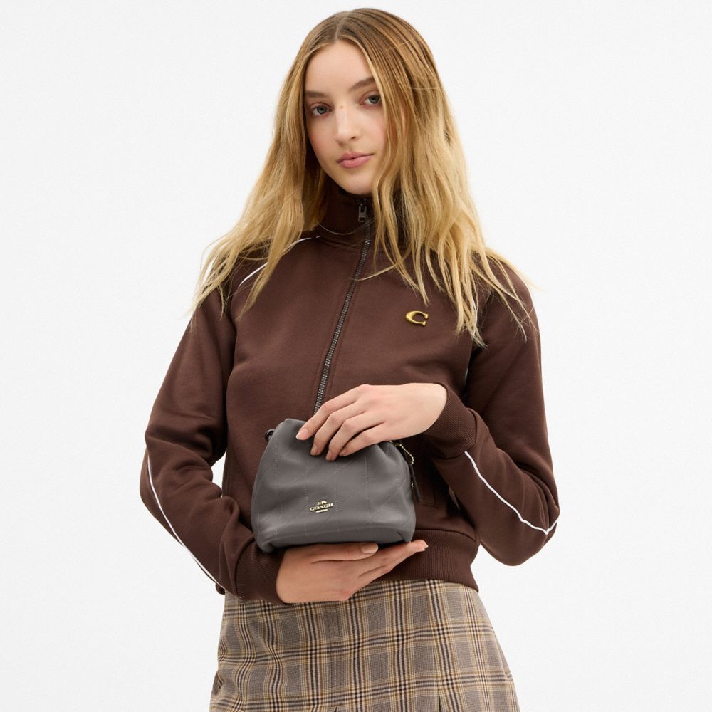 Coach Faye Mini Drawstring Bag With Quilting Gold Slate