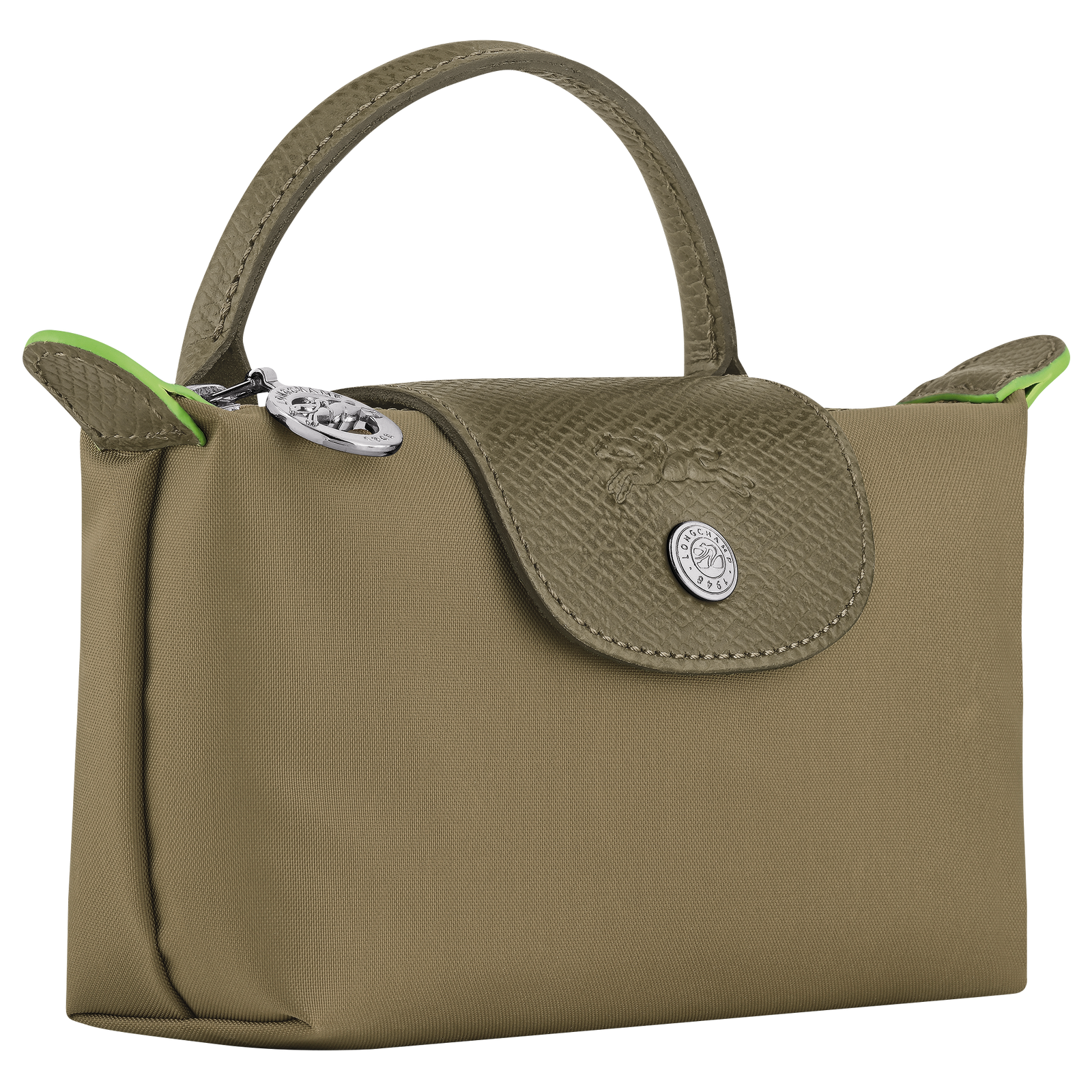 Longchamp Le Pliage Green Pouch with handle Artichoke
