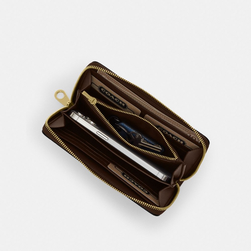 Coach Long Zip Around Wallet Gold Midnight