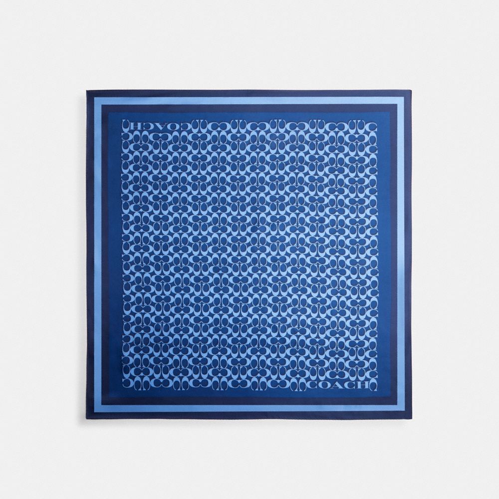 Coach Signature Silk Square Scarf True Blue
