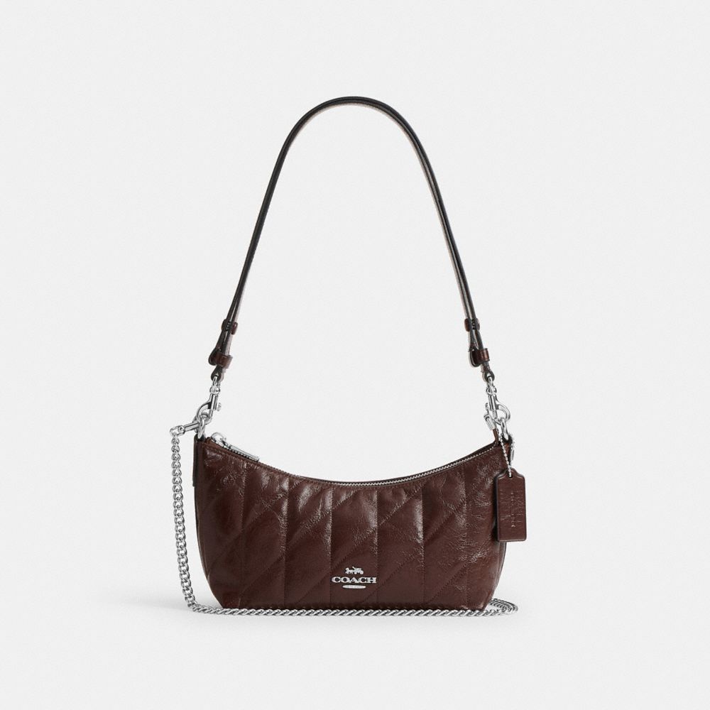 Coach Caitlin Shoulder Bag With Quilting Silver Maple