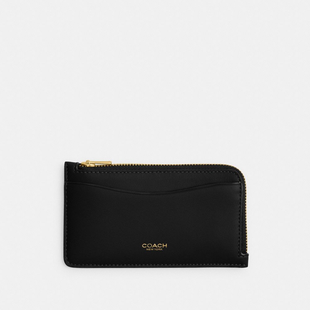 Coach New York Zip Card Case Brass Black