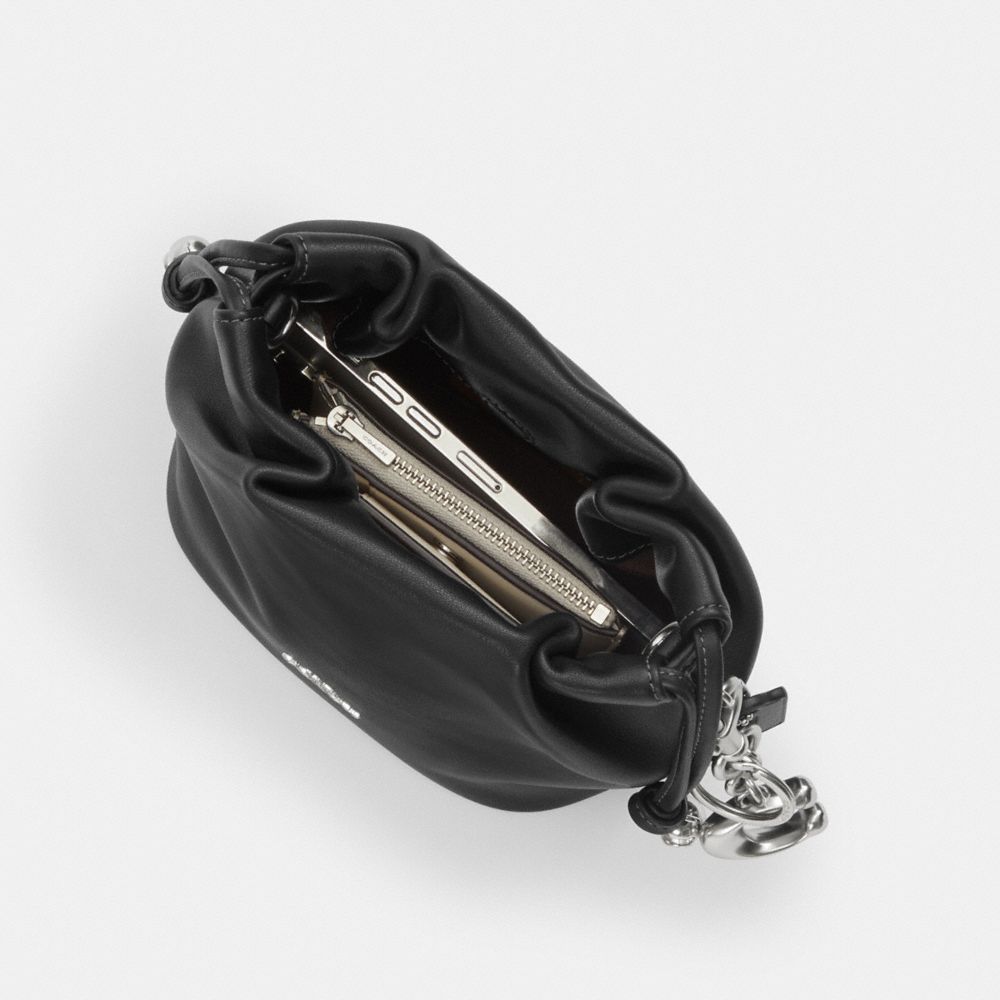 Coach Faye Mini Drawstring Bag Silver Black