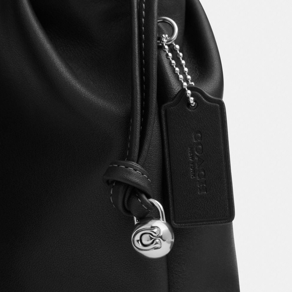 Coach Faye Mini Drawstring Bag Silver Black