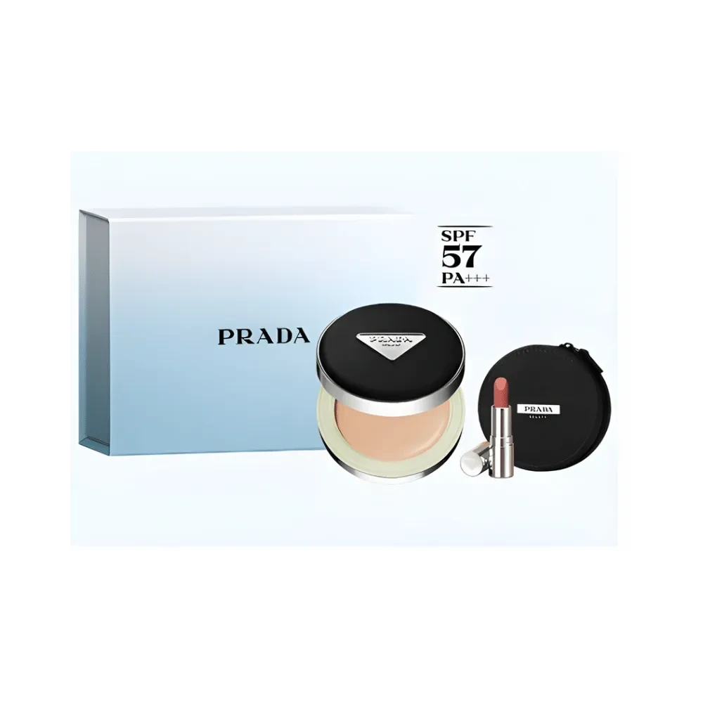 Prada 2026 New Year Limited Edition Nylon Cushion Foundation Clean Blue Makeup Gift Set
