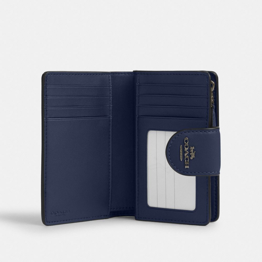 Coach Medium Corner Zip Wallet Black Antique Nickel True Navy