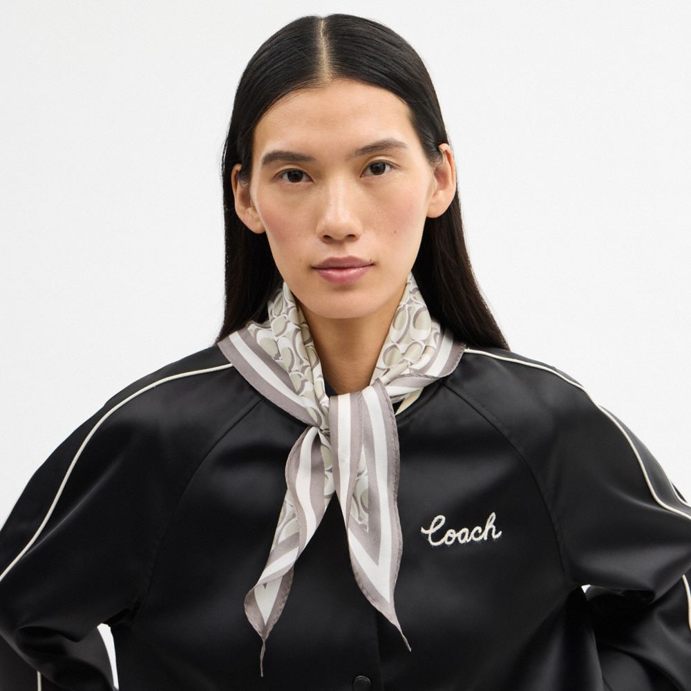 Coach Signature Silk Diamond Scarf Bone