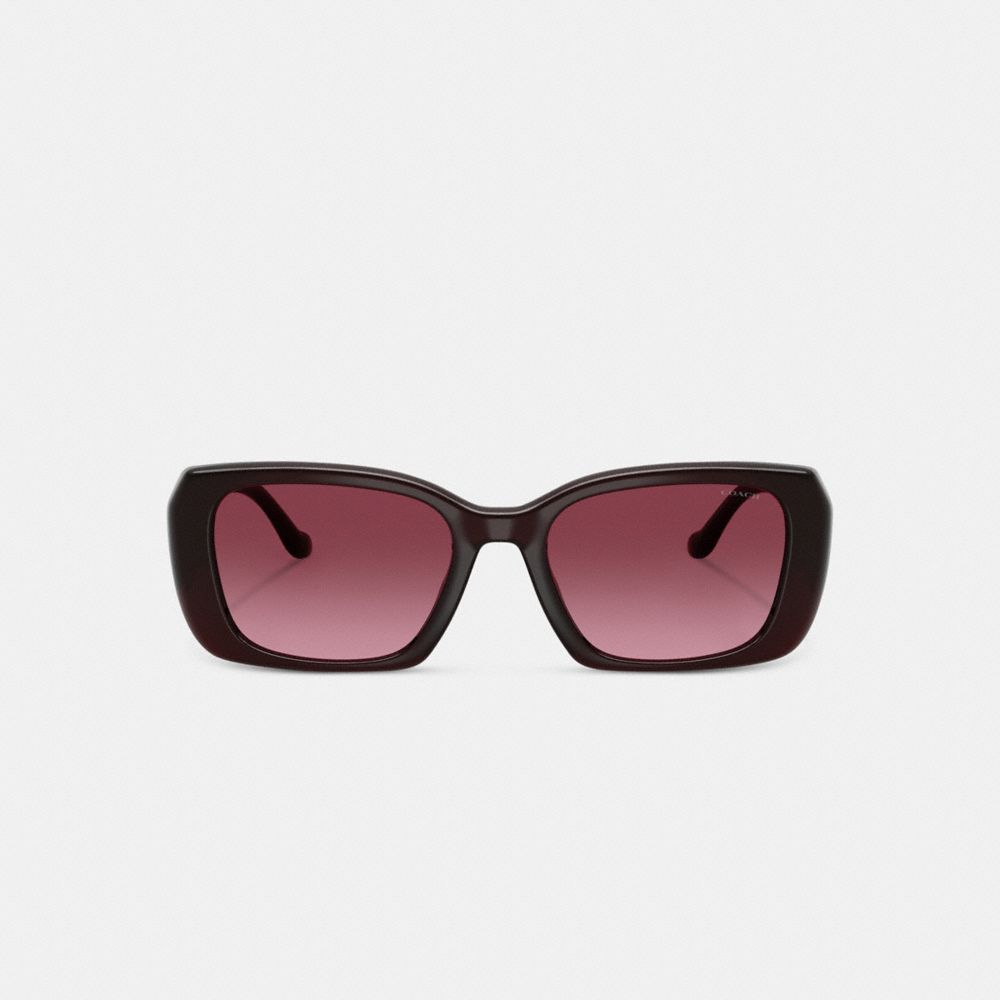 Coach Maxi Sculpted C Oversized Rectangle Sunglasses Merlot