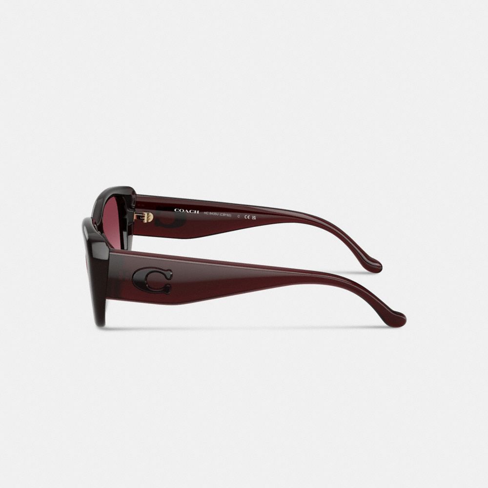 Coach Maxi Sculpted C Oversized Rectangle Sunglasses Merlot