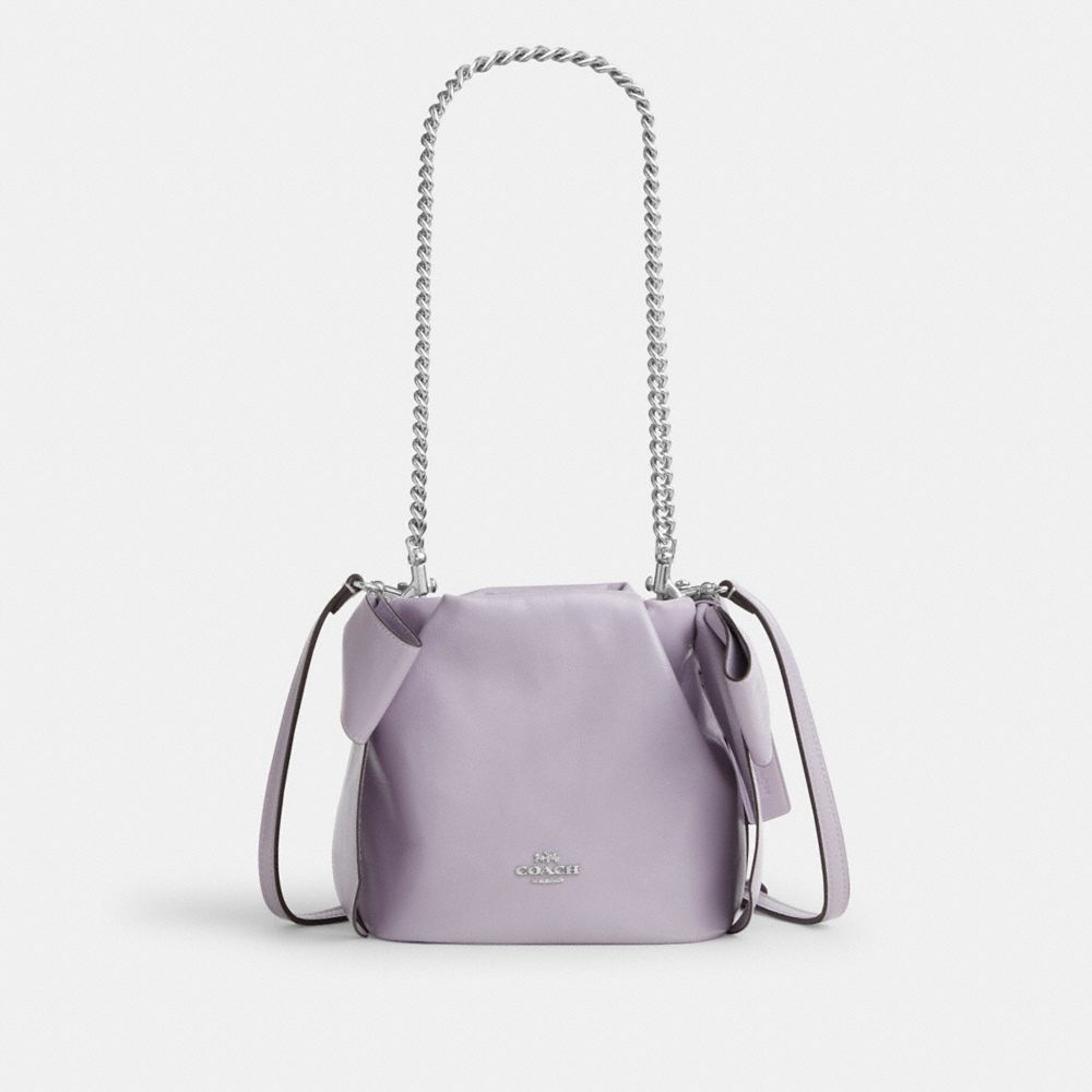 Coach Faye Mini Drawstring Bag With Bows Silver Light Amethyst