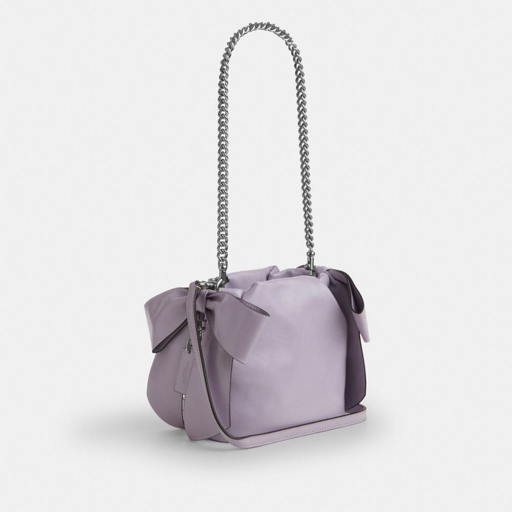Coach Faye Mini Drawstring Bag With Bows Silver Light Amethyst