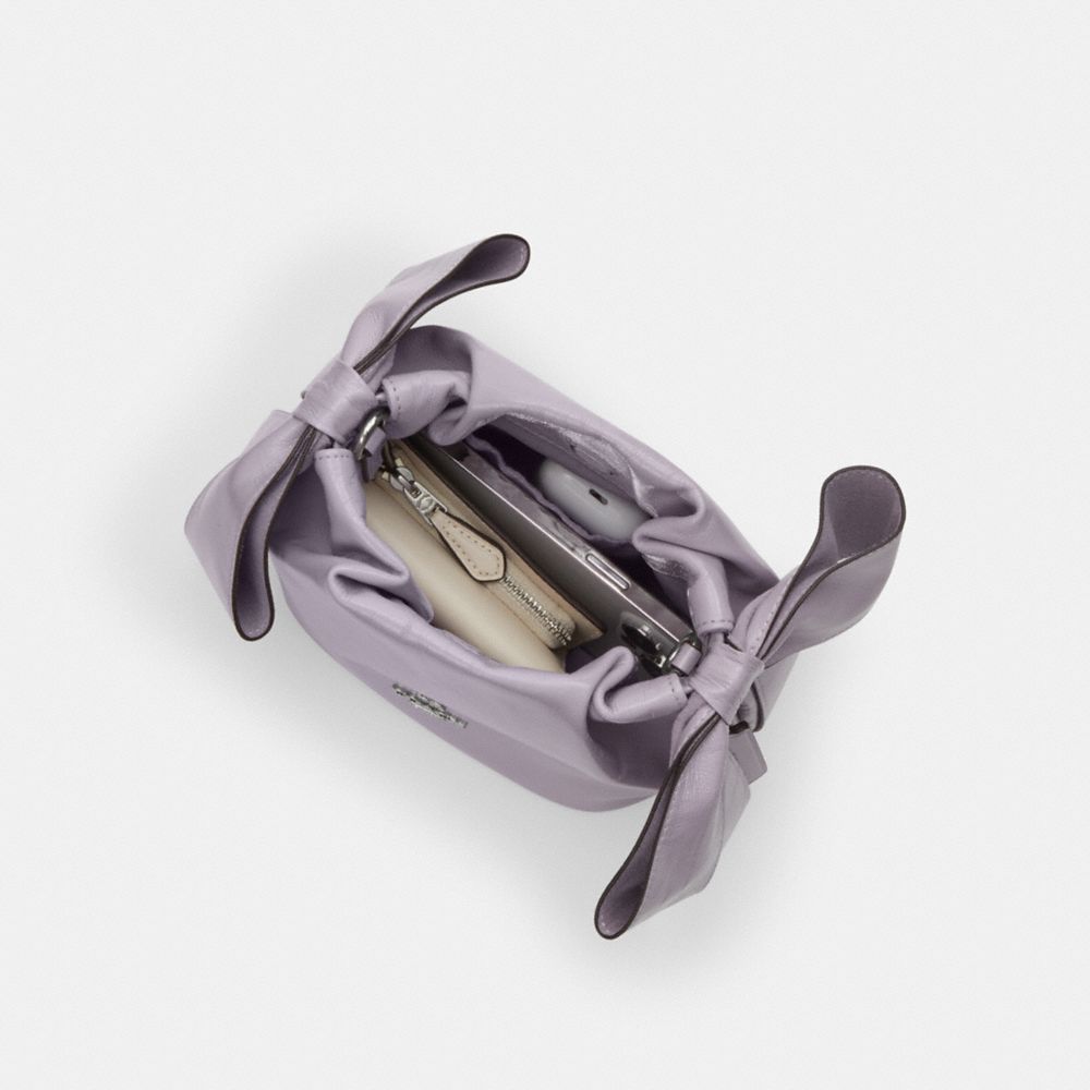 Coach Faye Mini Drawstring Bag With Bows Silver Light Amethyst