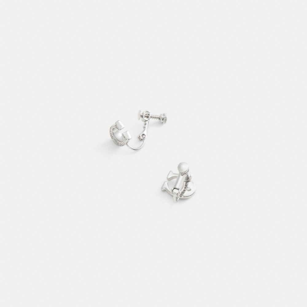 Coach Sculpted C Clip On Earrings Silver