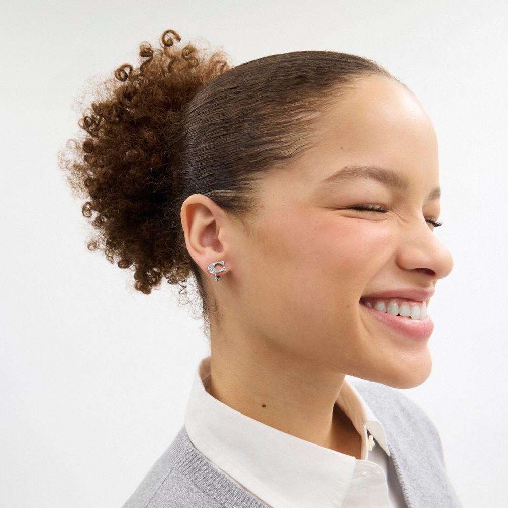 Coach Sculpted C Clip On Earrings Silver