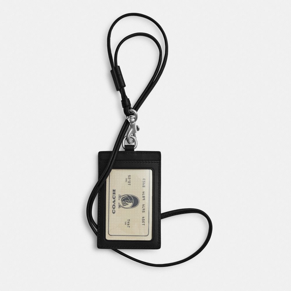 Coach Id Lanyard In Signature Canvas Black Signature