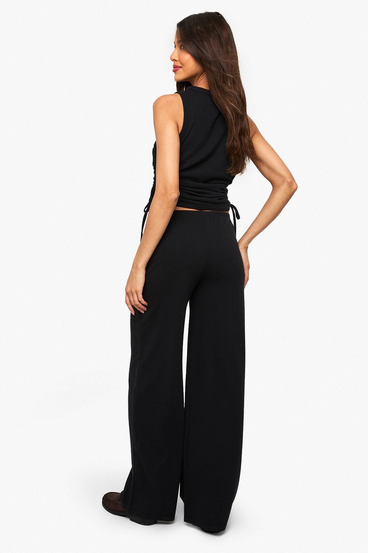 Crinkle Sleeveless Ruched Side Top & Trouser Co Ord