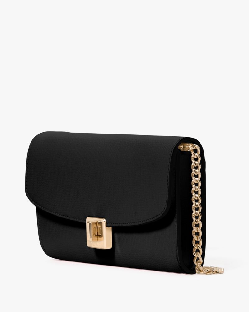 Phoebe Refined Grain Leather Turnlock Wallet On A Chain