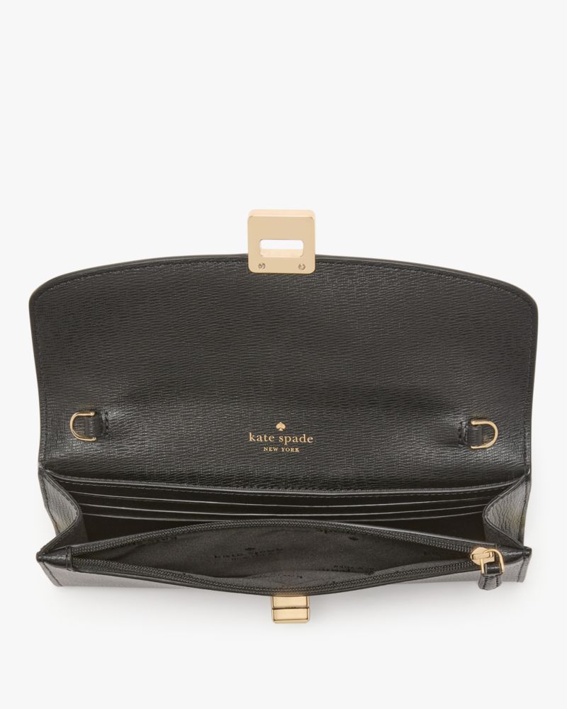 Phoebe Refined Grain Leather Turnlock Wallet On A Chain