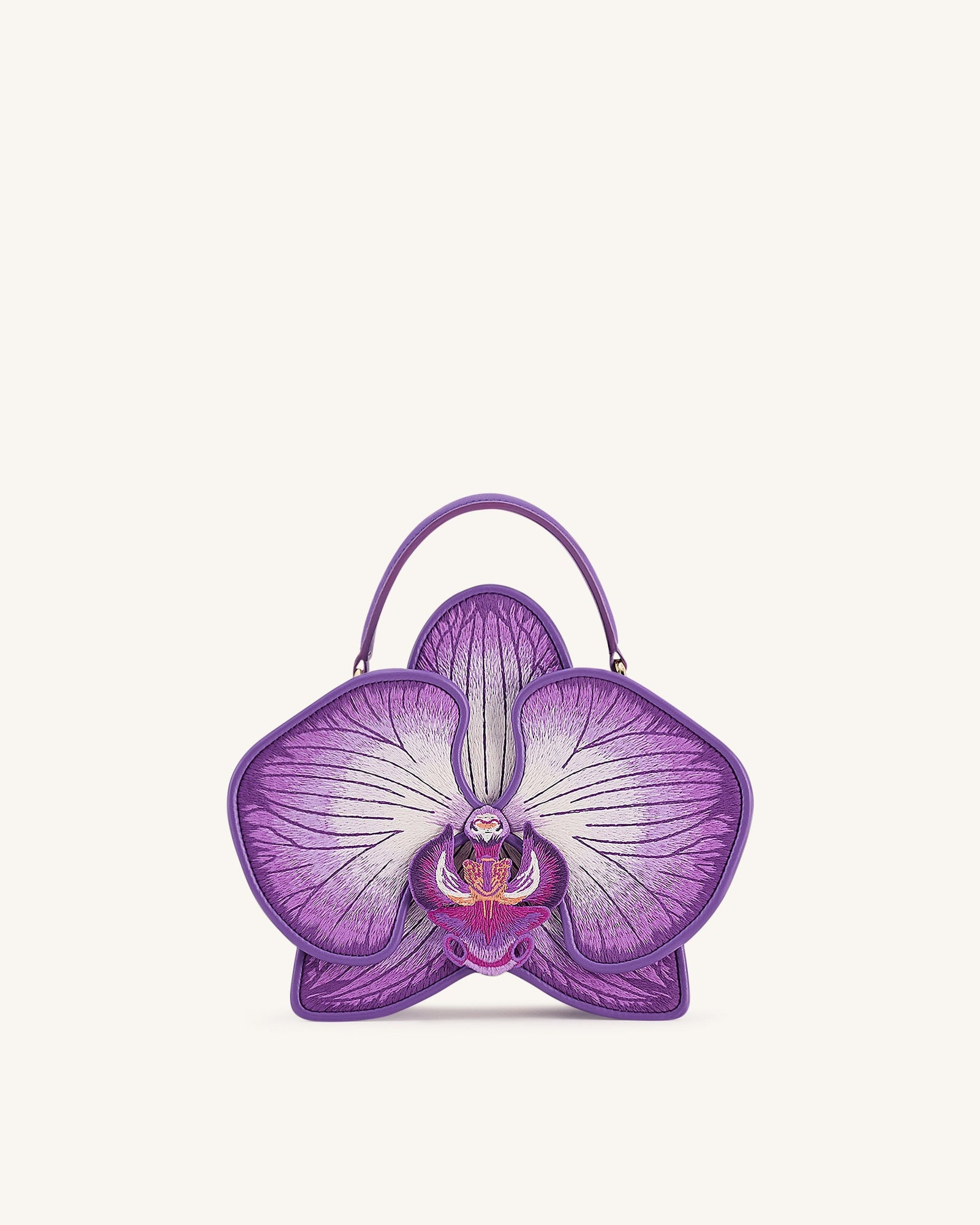 Flora Orchid Shaped Top Handle Bag - Purple