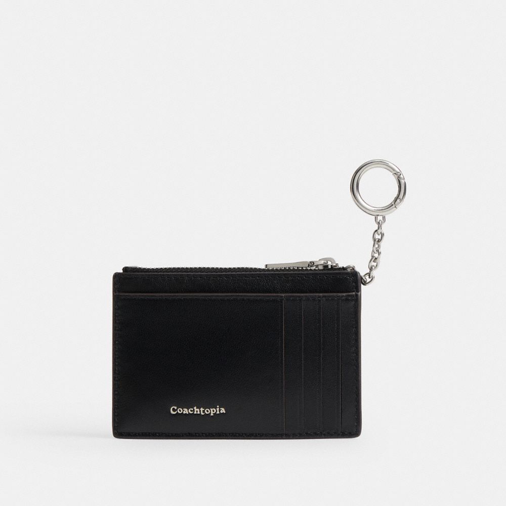 Zip Card Case With Key Ring In Upcrafted Leather