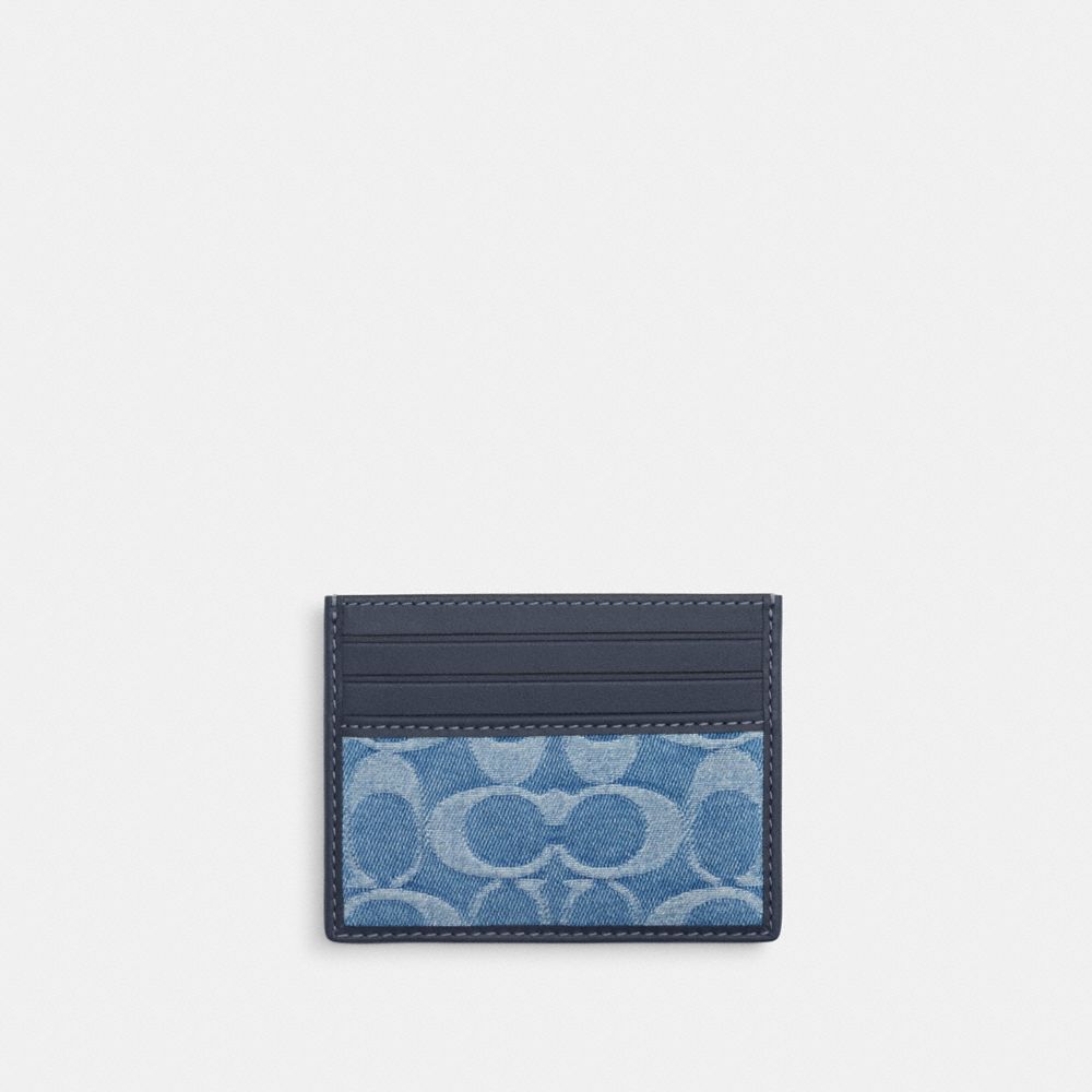 Slim Id Card Case In Signature Denim