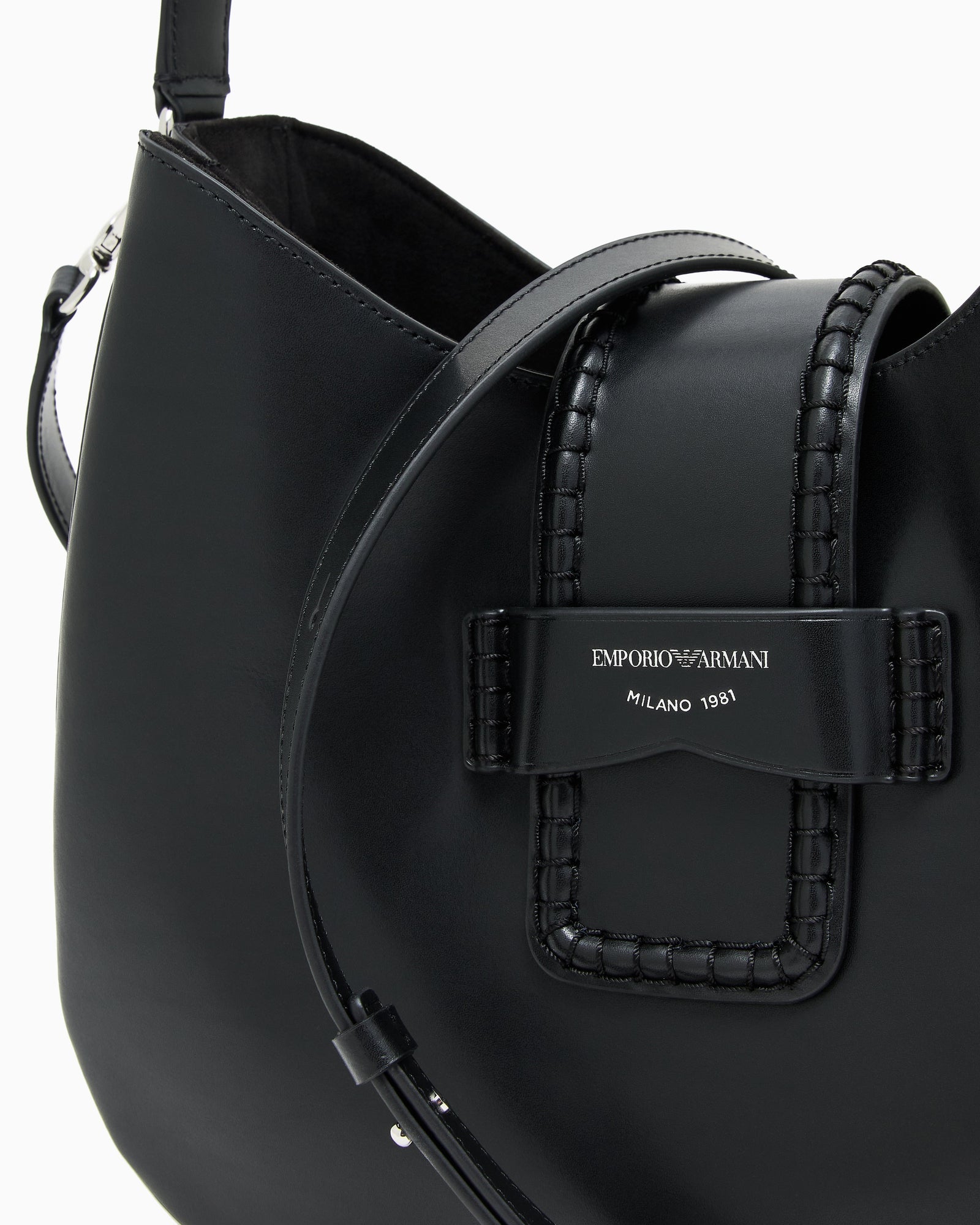 Emporio Armani Leather medium hobo shoulder bag with buckle