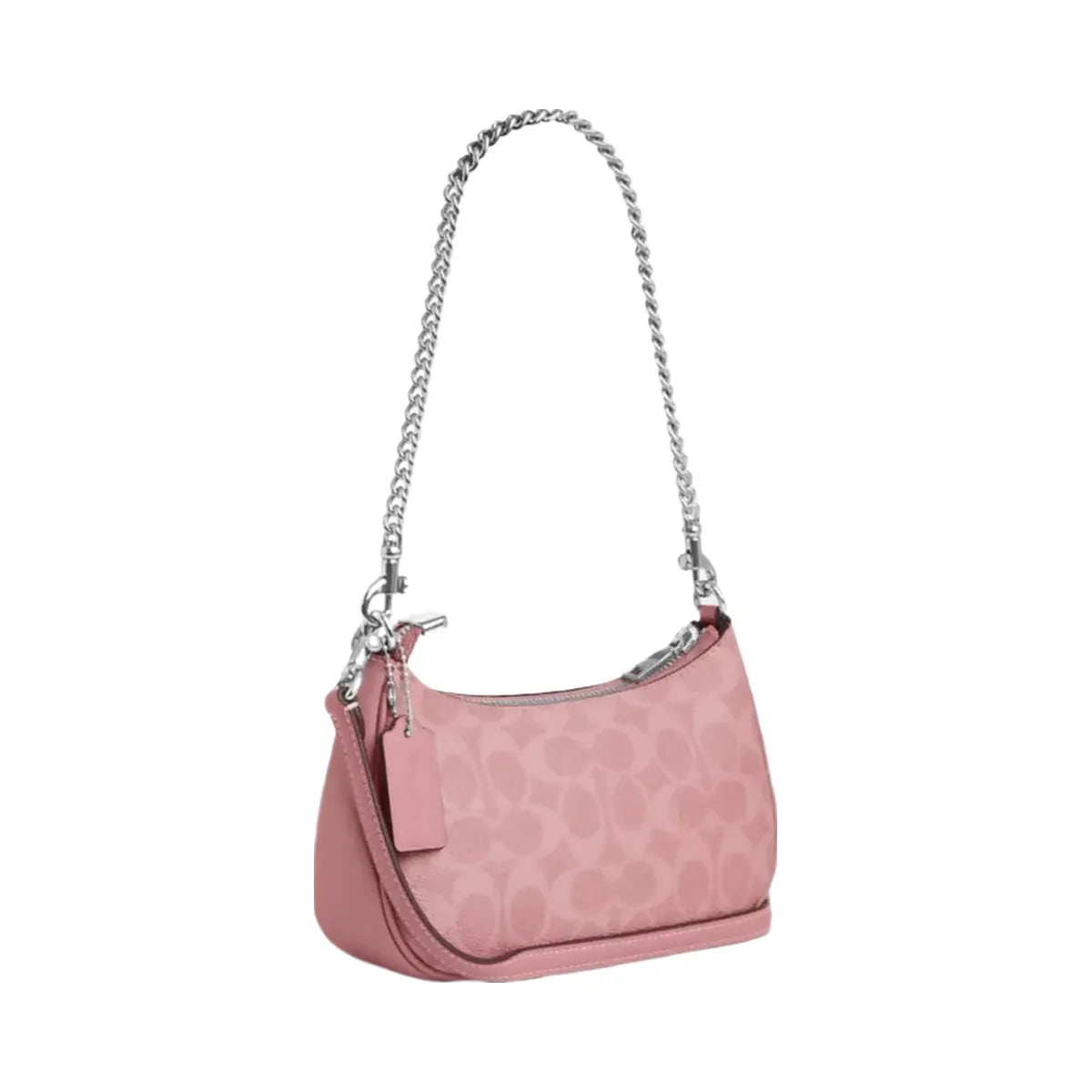 Coach Teri Mini Crossbody Bag In Signature Canvas in Silver Dusty Pink