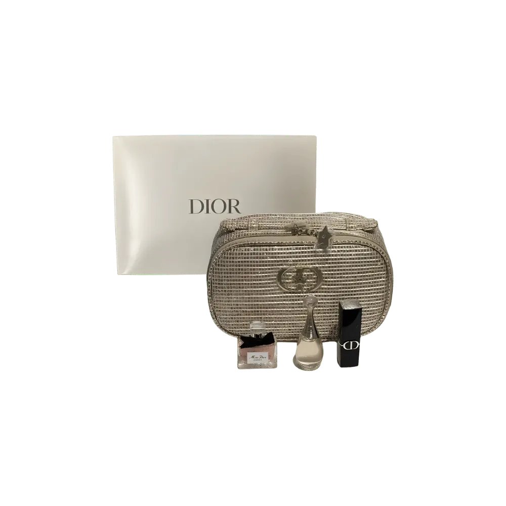 Dior Christmas Limited Edition Four Piece Set with Gold Makeup Bag