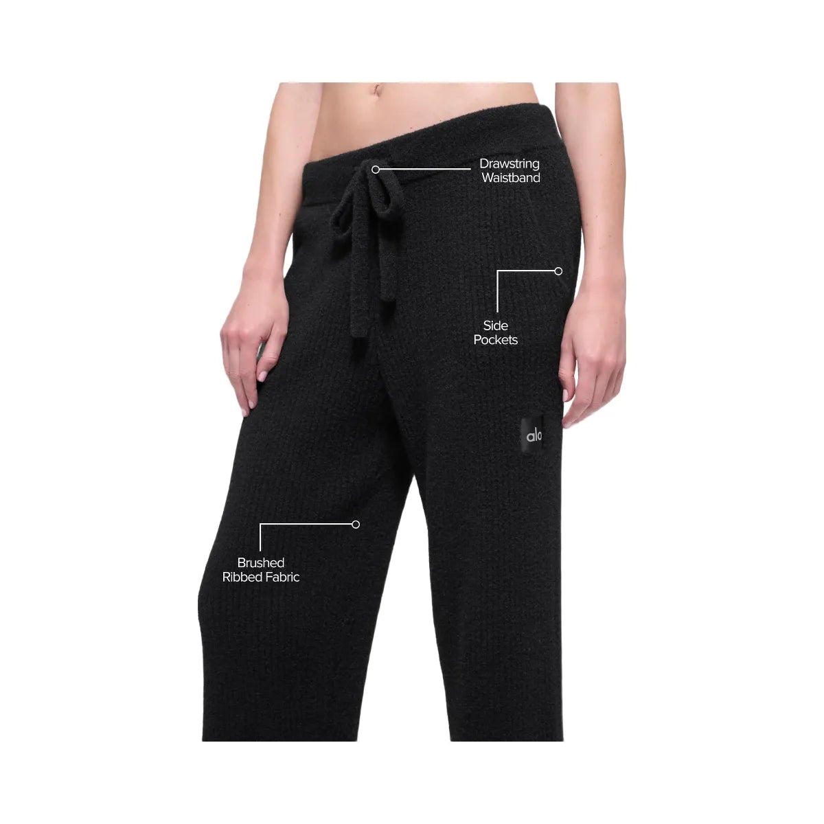 Alo Women's Snuggle Up Sweater High-Waist Wide Leg Pant - Black